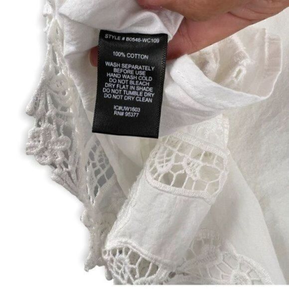 Anthropologie Sanctuary Crochet Lace Scoop Neck White Lined Blouse S - Picture 12 of 13
